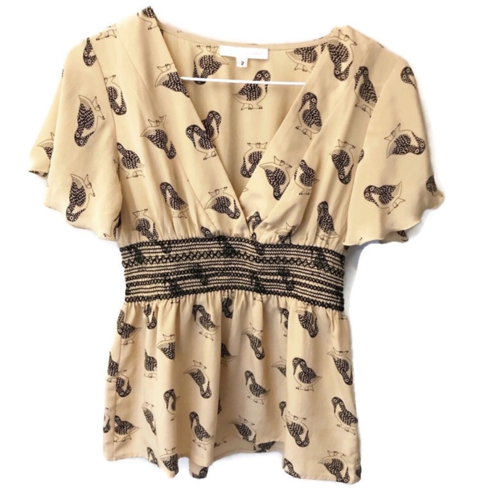 {Anthropologie} Corey Lynn Calter Silk Owl Blouse